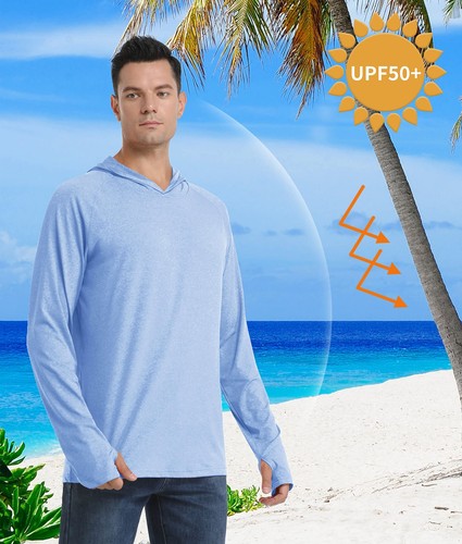 UPF50+ Men's UV Sun Shirts Outdoor Fishing Hoodies Long Sleeve Performance Tops - Picture 22 of 96