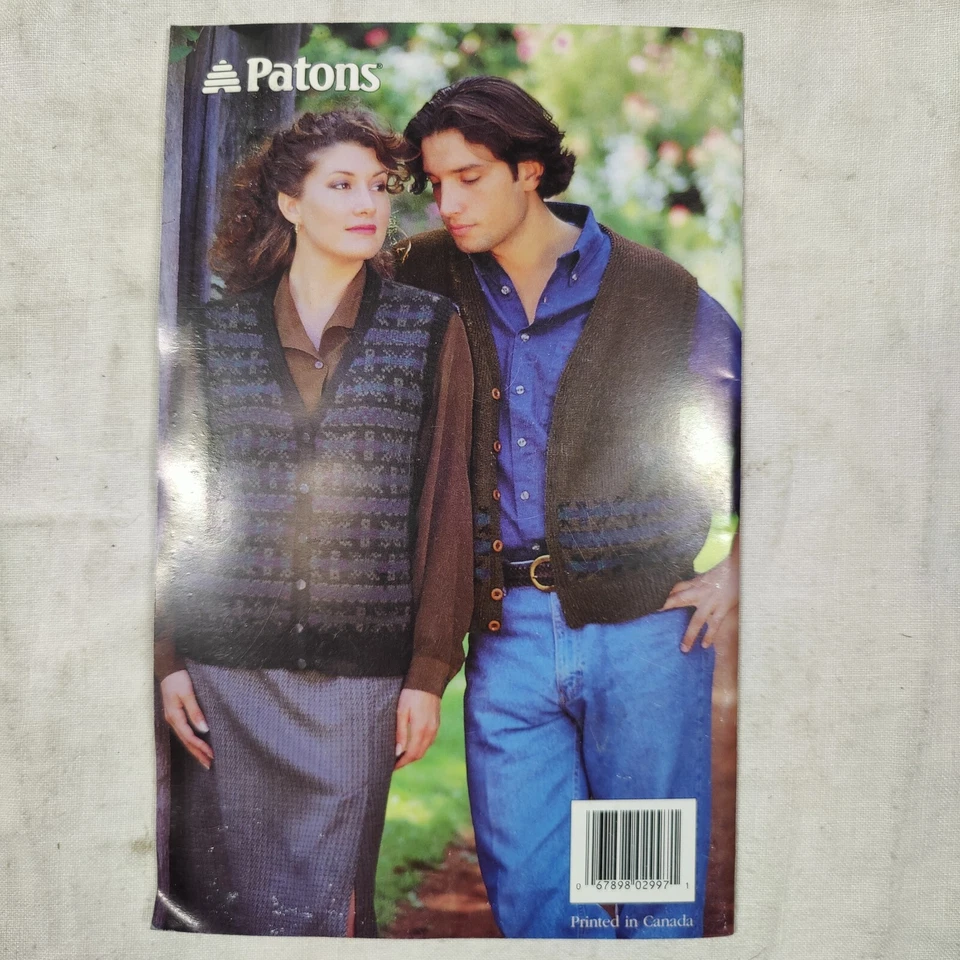 Patons Vintage 2000 Classic Wool Fashion Vests Yarn Knitting Pattern Book - Image 2 of 4