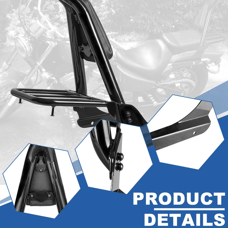 Respaldo trasero barra Sissy con portaequipajes para Honda Shadow VLX600 VT600 1999-2008 Foto 2 de 4