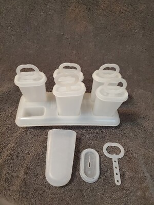VINTAGE TUPPERWARE POPSICLE ICE MOLD SET CUP 344-25 HANDLE LID TRAY 481-10 CLEAR