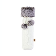 UGG Wine Bottle Holder Knit With Faux Fur & Pom Pom's Snow Knit & Chocolate Fur