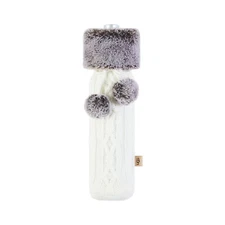 UGG Wine Bottle Holder Knit With Faux Fur & Pom Pom's Snow Knit & Chocolate Fur