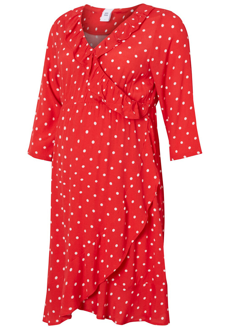 red and white polka dot maternity dress Red Polka Dot Halter Tie Open Back Maternity Maxi Dress
