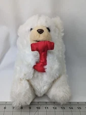 Animal Fair White Bear Plush 10 Inch Red Letter Stuffed Animal Toy