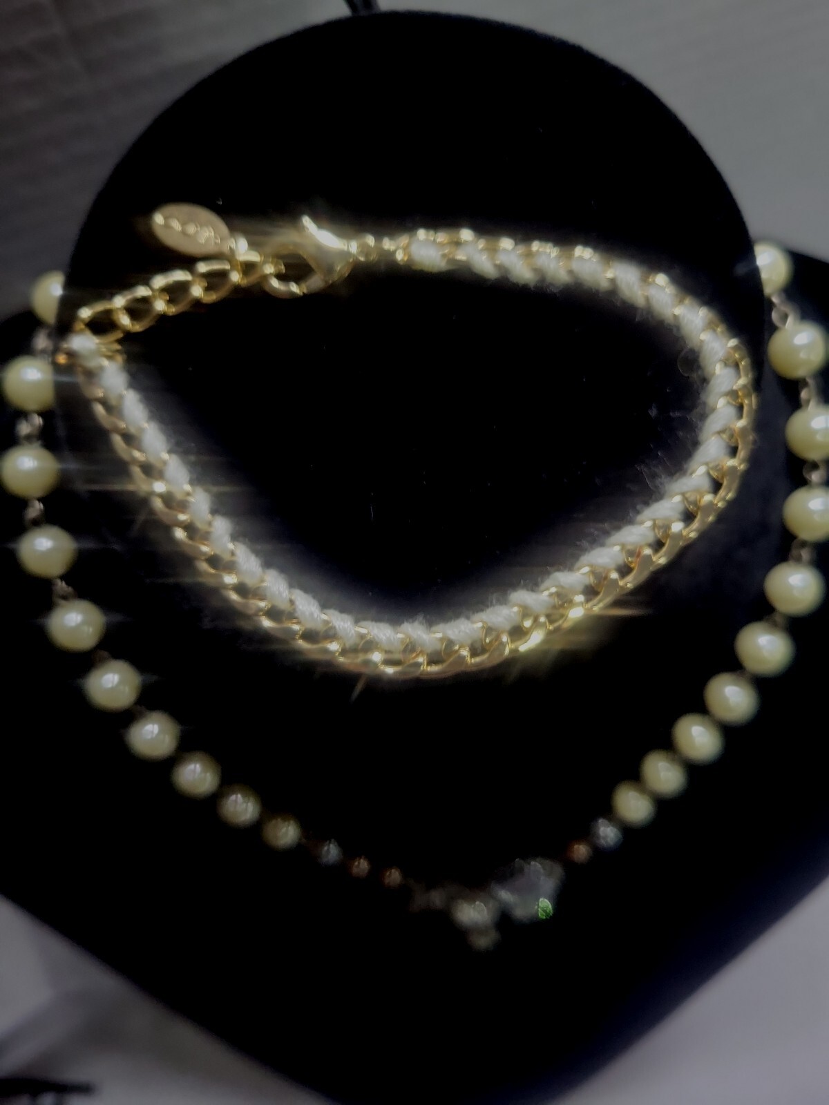Vintage Aeropostale Faux Pearl Rhinestones and Aldo Signed Bracelet Set#S405 image 4