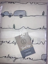 *Pottery Barn  AIRSTREAM Good Life King Sheet Set Organic Cotton New