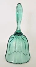 Fenton Sea Mist Green Glass Bell with Clear Glass Clapper  7" Tall