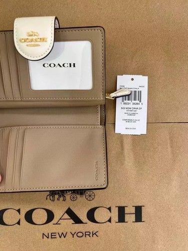 COACH Medium Corner Zip Wallet In Signature Canvas Light Khaki Chalk C0082 - Picture 3 of 4