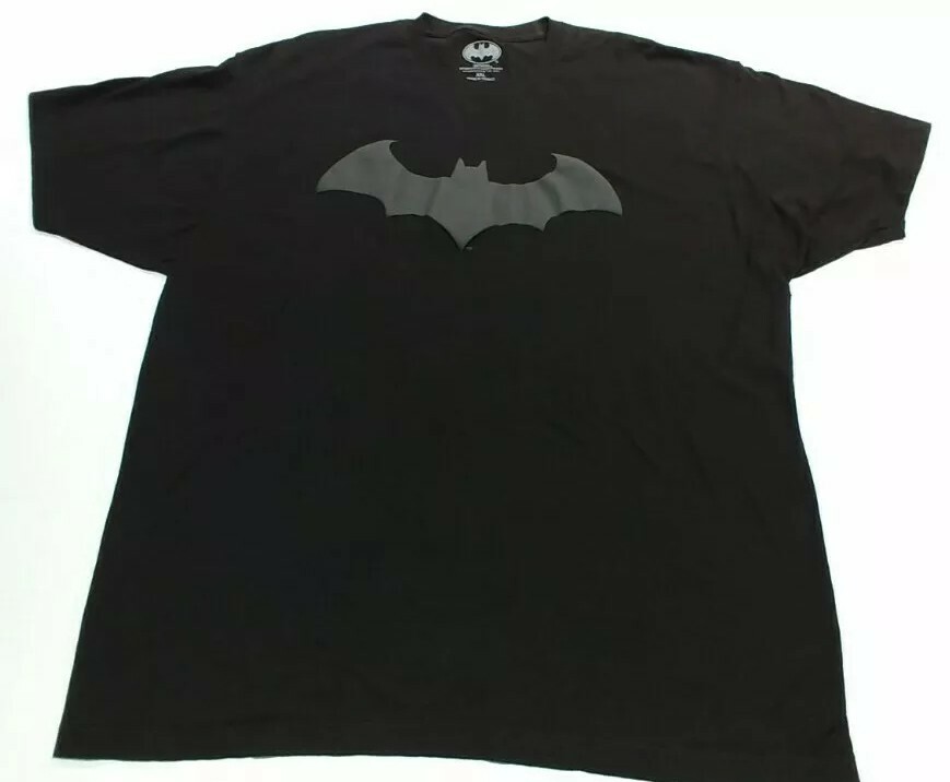 Batman T-Shirt Black On Black Logo Size 2XL | eBay