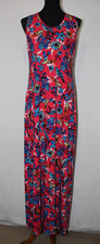 Lularoe Women’s Sz L Red Dani Tank Maxi Dress Blue Birds and Floral USA Made