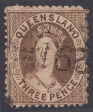 QUEENSLAND 1868, S&G #66 - 3d. - USED