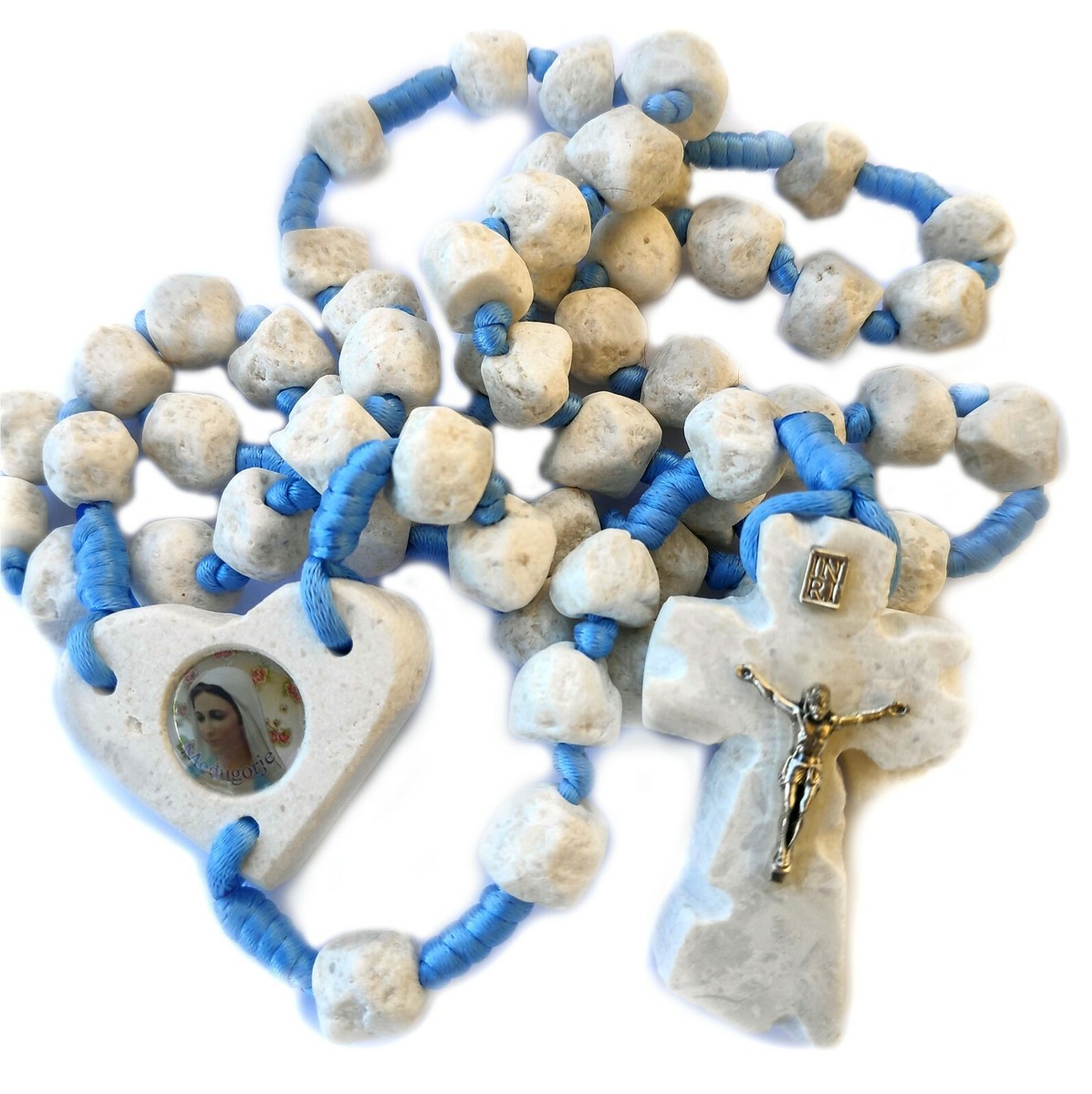 Wall Rosary HANDMADE Of Stone Catholic Blue Rosaries From Medjugorje