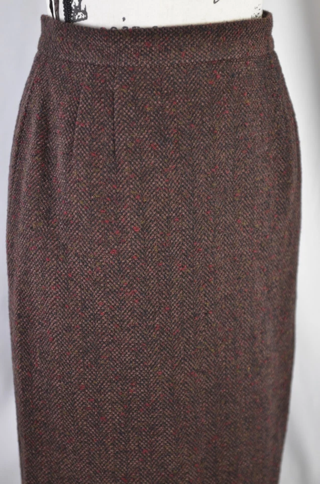 Emanuel Ungaro Parallele Women's Skirt Size 8 Wool Brown Back Zip A-Line Career - Image 2 of 4