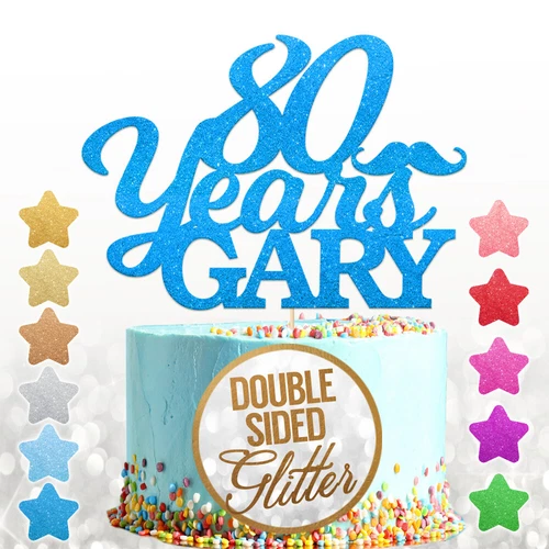 Personalised Cake Topper Happy Birthday Dad Grandpa with Moustache Beard Decors