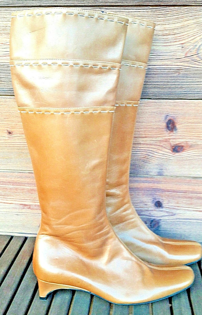 COCCINELLE Hohe Stiefel Tall Boots Emma Peel Camel D&G Schuhbeutel
