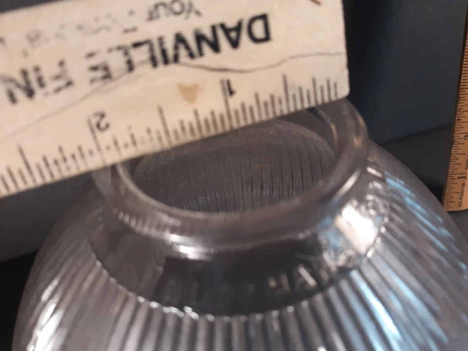 2 " Fitter Holophane Ribbed Glass Pendant Light Shade Torchier Pendant GC134 - Image 3 of 4