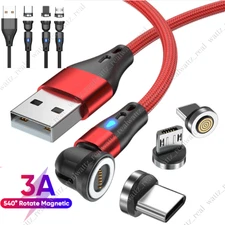 3 PACK Magnetic Phone Charger Fast Charging Cable For Micro USB/Type C/ iPhone