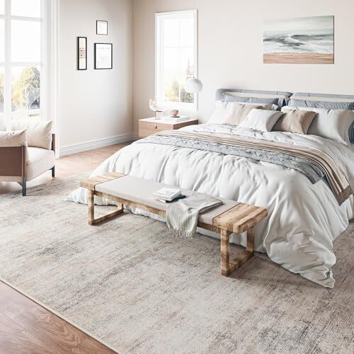 9x12 Rugs Machine Washable Gray Hallway Large Area Rug Indoor 9'x12' Grey/Beige - Afbeelding 4 van 6