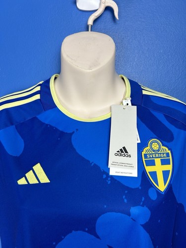 NEW Sweden Womans Team Jersey Away Football Shirt Blue Adidas Large BNWT - Picture 3 of 12