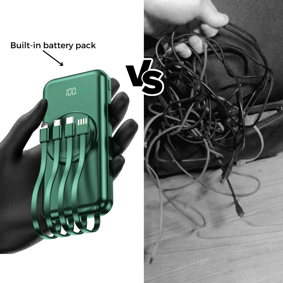 Wireless Power Bank W/ Cables 10,000mAh Portable Travel Charger Battery Backup - Image 4 of 4