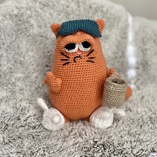 The Morning Cat, Crochet Decoration, Collectible 