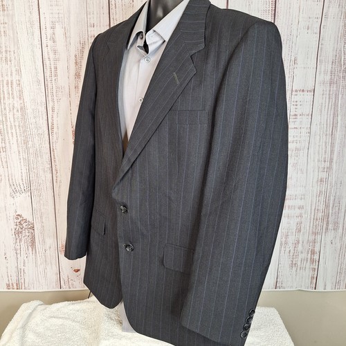 Farah 2 Piece Suit Mens 40R 36X33 Gray Pinstripe Wool Blend - Picture 5 of 12
