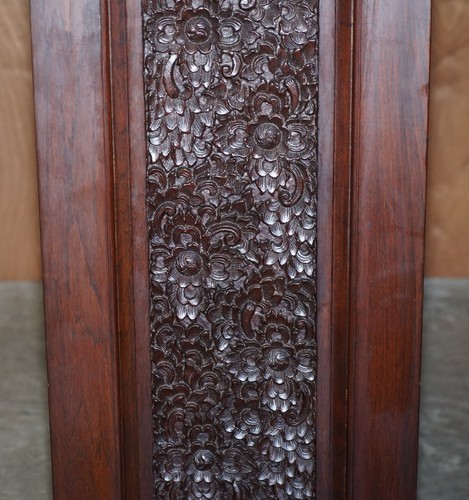PAIR OF HEAVILY CARVED VINTAGE INDIAN ROSEWOOD CHESTS OF DRAWERS PART SUITE - Picture 8 of 12