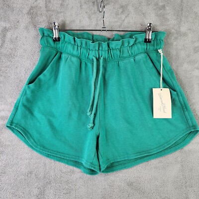 Womens High-Rise Pull-On Shorts Acacia Leaf Green Universal Thread Size Small