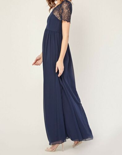 EX CHAINSTORE Spitzeneinsatz Chiffon Maxikleid Größen UK 8-18 - Bild 2 von 3