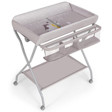 Baby Folding Diaper Changing Station Changing Table w/ Safety Belt  Wheels