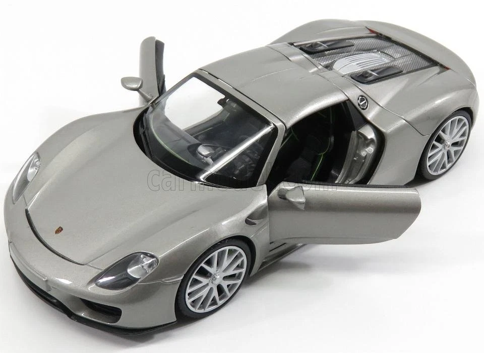 MODELLINO AUTO STATICO WELLY PORSCHE 918 SPYDER HARD TOP CLOSED 2013 SILVER 1:24 - Immagine 4 di 4