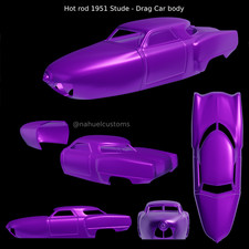 3d Abs Like Resin Printed 1951 Stude Hot Rod Drag Car Body 125 Scale