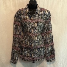 H-191 Oscar de la Renta Vintage 100 Silk Colorful Blouse Size M