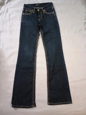 Cache Contour Jeans Womens 0 Blue Gold Stitching Flap Pockets