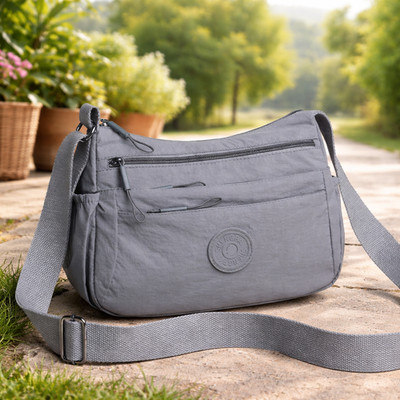 Damenhandtasche mehrere Taschen Nylon lässig Reißverschluss Schulter UK