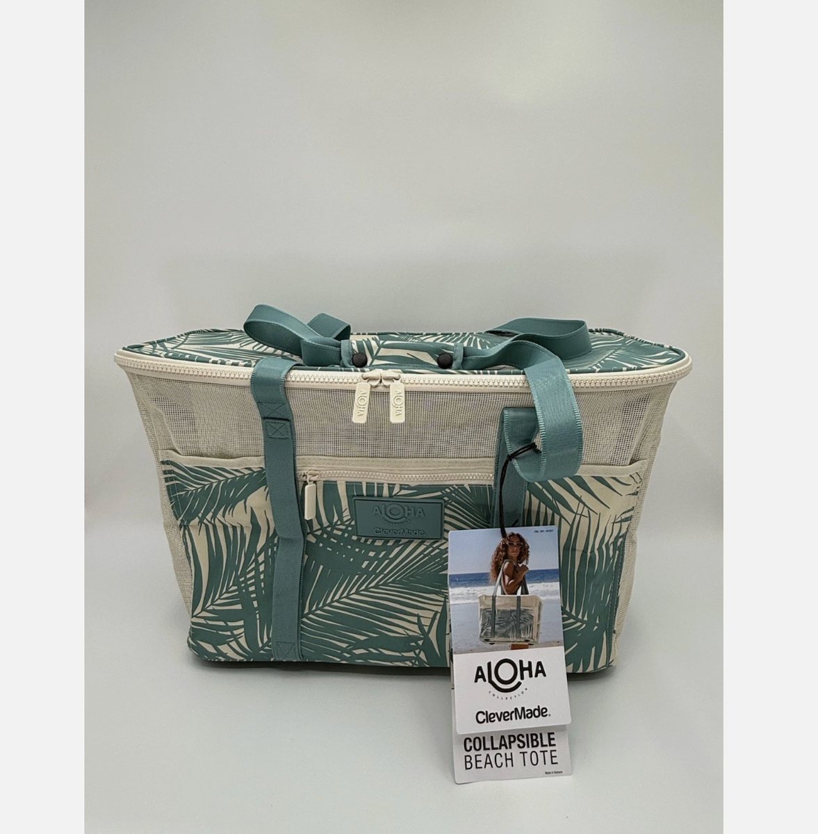 Aloha Collection CleverMade Costco Collapsible Beach Tote Bag 