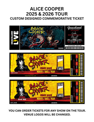 Alice Cooper 2025 & 2026 Tour Custom Design Commemorative Ticket ** SEE INST **