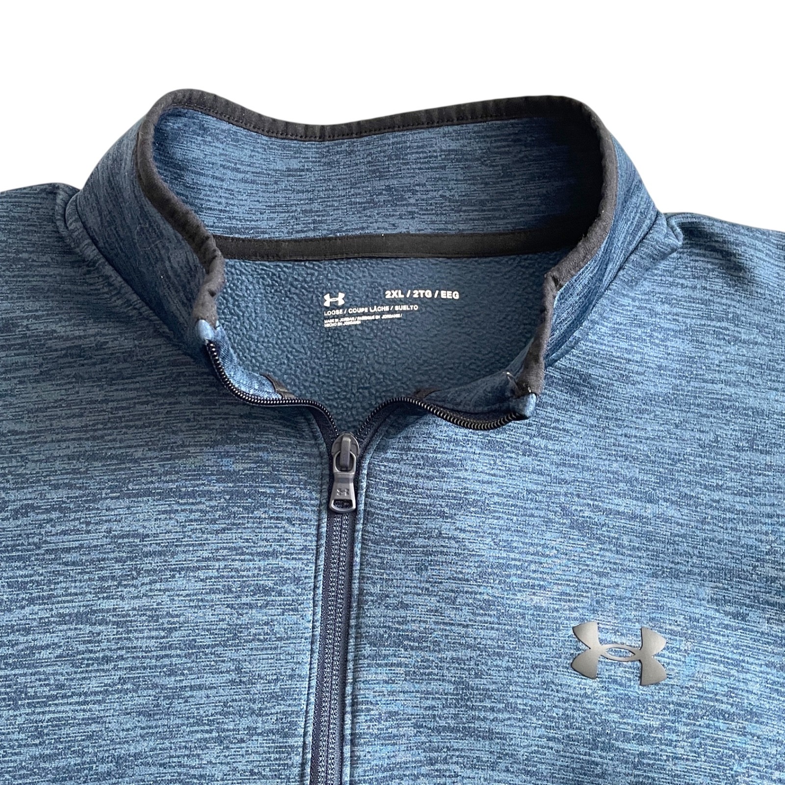 Under Armour Fleece Twist 1/4 Zip Pullover Mens 2XL Blue Heathered Golf CLEAN!
