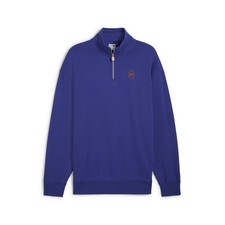 PUMA Downtown 180 Mock Neck Half Zip Pullover Sweatshirt Mens Blue 62675427