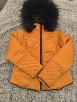 River Island Women's Coat Size 10 Double Zip with Fur Trim and Hood