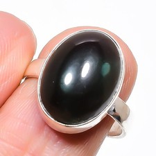 Black Onyx Gemstone 925 Sterling Silver Jewelry Ring Size Adjustable N696