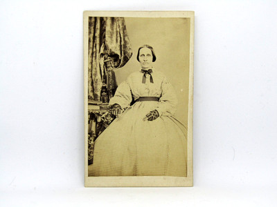 Antique Victorian Era Sepia Photograph Seated Woman in Full-Length Dress E Webbs