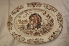 Vtg Trimont Ware Japan 18" Turkey Platter Fall Harvest Thanksgiving Oval 1950s