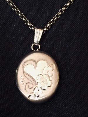 Sterling Silver Locket Necklace Floral Heart Oval Photo Pendant 925 Chain 18 