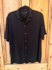 All Saints Men Shirt Waycross Short Sleeve Black Size Medium