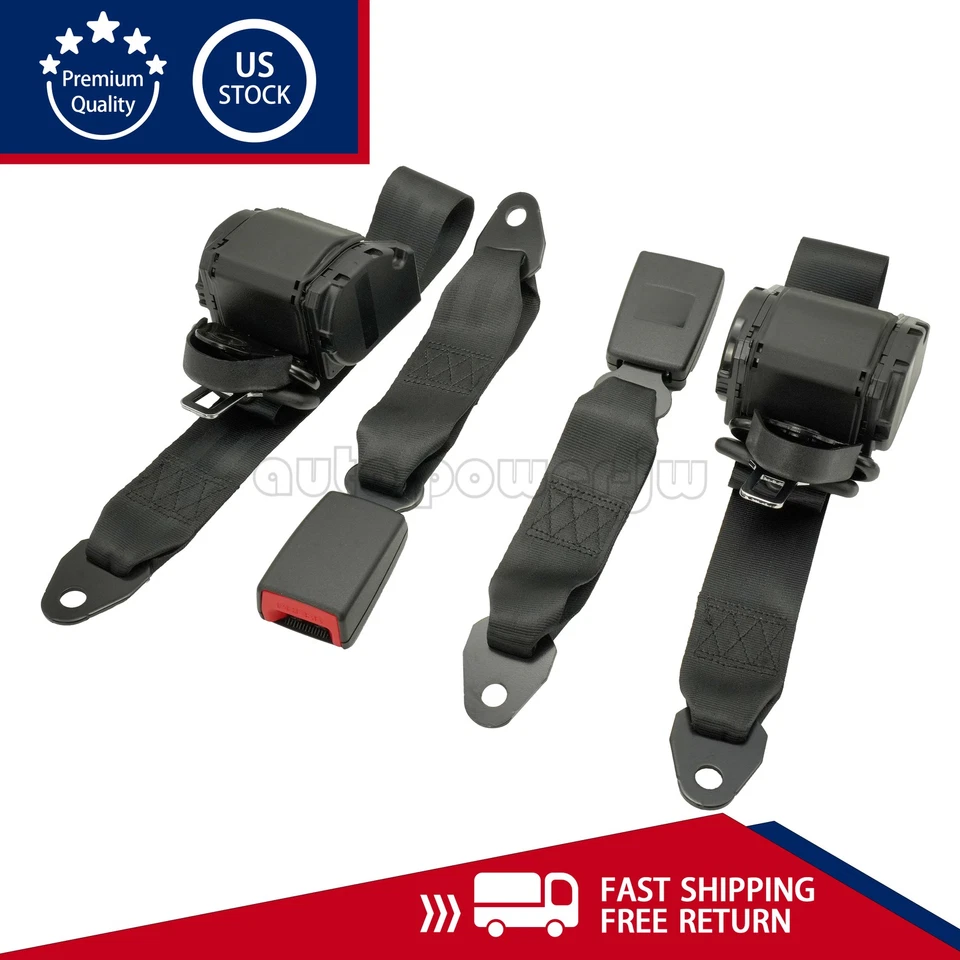 2 Set Universal 3 Point Retractable Seat Belts For 1982-1995 Jeep CJ YJ Wrangler Foto 3 de 4