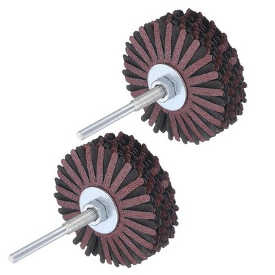 uxcell 2pcs Abrasive Cloth Flap Wheel Sanding Star 1/4-Inch Shank for 80 Grit 