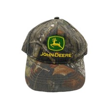 John Deere Camo Hat Cap Youth Kids One Size Elastic Strap Green Deer Logo