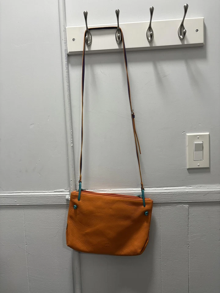 Bolso Bandolera Mywalit Mujer Cuero Naranja Multicolor Correa Ajustable Cremallera Foto 3 de 4