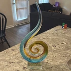 VTG Hand Blown Murano Glassware Art Glass Fused Sculpture Music Treble Clef Note